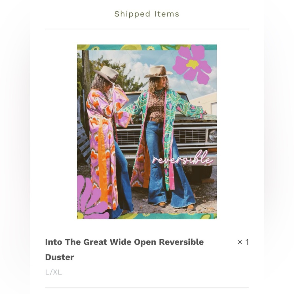 Lil Bee’s Bohemian Into the Great Wide Open Reversible Kimono Duster L/XL - Picture 8 of 12